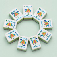 Jeu de Mahjong en Acrylique Thème Voyage Montgolfière Chat Noir Rose – Tuiles de Mahjong Carnaval – Jeu de Société pour Fêtes
