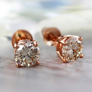 Gold Plated Zircon Round Stud Earrings Prong Setting Minimal Hip Hop Style Women Fashion Jewelry Daily Wear Gift - Product Image 2