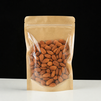 Sachet Doypack Autoportant Refermable en Papier Kraft Brun Transparent avec Fermeture Zip pour Emballage Alimentaire (Noix, Café, Thé)