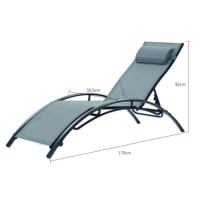 Lot de 2 chaises longues en aluminium avec oreiller et dossier réglable à 5 positions pour le bain de soleil côté patio, pelouse, plage, piscine