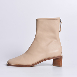 Stivaletti da donna in stile francese color crema minimalista <span class=keywords><strong>con</strong></span> stivaletti <span class=keywords><strong>con</strong></span> tacco corto e quadrato <span class=keywords><strong>con</strong></span> Zip per abiti invernali - Product Image 1