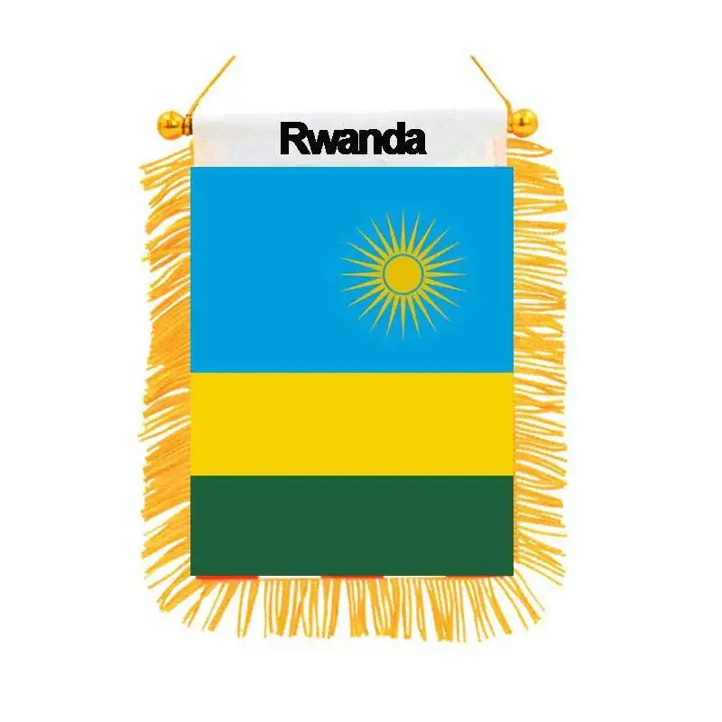 Huiyi Rwanda Mini Dubbelzijdige Vlaggen Promotie Banners Hoge Kwaliteit Gedrukt Hangende Nationale Vlag