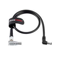 Câble coaxial tressé à angle droit DC vers 2 broches mâle de Alvin's Cables pour émetteur Teradek Bolt, caméras phares Z-CAM E2