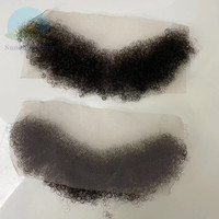 Patch frontal de cheveux humains attaché à la main 4mm Afro Kinky Curl Full Lace Frontal Hairline Shadow Stick Liner pour femmes et hommes