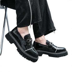 Mocasines Negros de Talla Grande 38-45 con Correa de Monje, Punta Cerrada, Planos, Casuales, de Negocios, para Boda, para Hombre, Primavera - Product Image 3