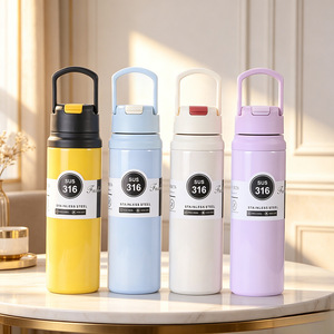Nouvelle Bouteille Thermos Isotherme en Acier Inoxydable 316 avec Poignée et Paille, Séparation Thé-Eau, Grande Capacité pour le Sport - Product Image 1