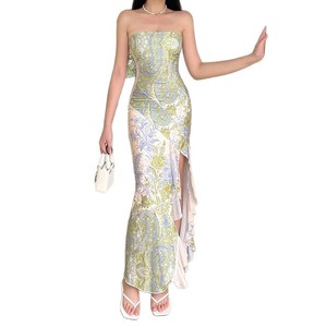 <span class=keywords><strong>Vestido</strong></span> de Fiesta Cheongsam de Alta Gama, <span class=keywords><strong>Estilo</strong></span> <span class=keywords><strong>Chino</strong></span> Moderno, Floral, Exquisito, Sin Tirantes, para Mujer, 2026 - Product Image 4