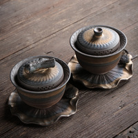 Ensemble de bols à thé Kung Fu en argile pour bois de chauffage fait à la main