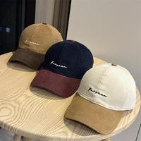 Casquette de baseball vintage en velours côtelé, color block, douce, 5 panneaux, à fermeture snapback pour femmes et couples