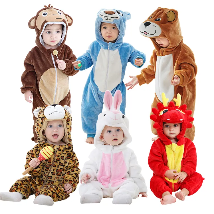 Michley Aanpassen Kids Jumpsuits Hooded Boys Winter Meisjes Dier Carnaval Kostuum Baby Boys 'Rompertjes