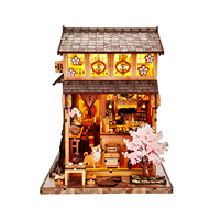 Kit de maison miniature DIY moderne, puzzle en bois 3D avec lumière LED, modèle de mobilier créatif pour la décoration d'étagères de bibliothèque à domicile