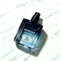 Flacon de parfum pour homme de haute qualité, 30 ml, carré, rectangulaire, en verre bleu dégradé, avec bouchon en bois noir mat