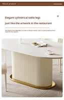 Table à manger ovale moderne en pierre frittée avec pieds en métal, 8 places, durable et écologique, meubles de salle à manger pour villa