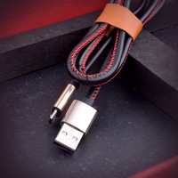 Kabel pengisi daya cepat, kabel pengisian daya Usb ke Usb C, sinkronisasi Data ponsel kulit PU 2A Usb C