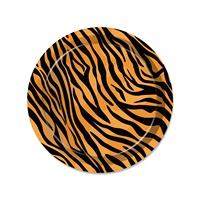 Huancai — assiettes en papier imprimé léopard pour enfants, fournitures de fête thème safari, jungle, décorations de fête d'anniversaire, 9 pouces
