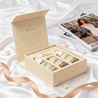 Boîte cadeau personnalisée de luxe en carton rigide rose avec fermeture magnétique et gaufrage pour huiles essentielles et crèmes pour le visage, pour emballage cosmétique