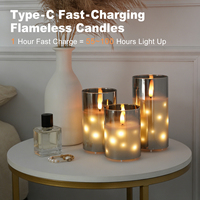 Lampe à bougie LED rechargeable par USB, télécommande, couleur de flamme ambre, décorations de Noël, bougies, ensembles de cadeaux de mariage