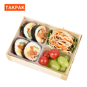 Caja plegable de comida rápida desechable sin terminar <span class=keywords><strong>al</strong></span> por mayor, contenedor de madera <span class=keywords><strong>para</strong></span> ensalada a prueba de grasa con tapa de madera - Product Image 5