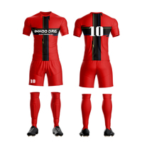 Set Jersey sepakbola kustom poliester berpori dengan Logo cetak Digital bordir nama Dropshipping tersedia
