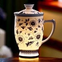 Tasse à thé en porcelaine fine bleue et blanche avec infuseur, tasse de maître, filtre en céramique, 400/600 ml, emballage cadeau