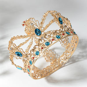 Volle runde Legierung Haarkrone für Mode Prom Queen Tiara mit Kristall zum Geburtstag Halloween Hochzeitstag Party - Product Image 4