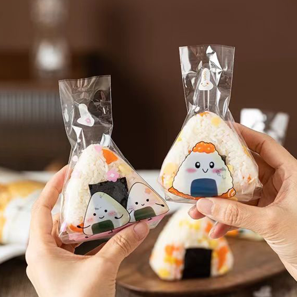 Custom Printed Disposable OPP Plastic Triangle Rice Ball Bento Bag
