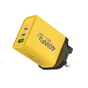<span class=keywords><strong>Chargeur</strong></span> mural GaN 40W à 3 ports avec ports de charge rapide Type-C et USB-A, adaptateur de voyage universel pour prises US/EU/UK - Product Image 6