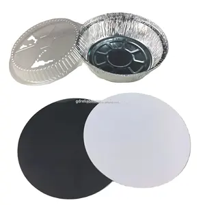 185*49mm Disposable 7" Round Pizza Tray Aluminum Foil Food Container With Lid Food Takeaway Containers Aluminium Cake Pan