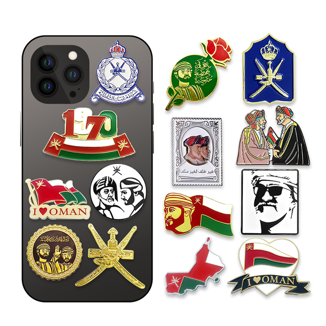 Custom Metallic Stickers Country Flag Adhesive 3D Metal Logo 3M Customized Custom Metal Stickers for Oman Mobile Phones Case