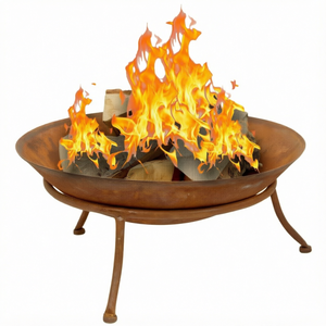 Brasero de Jardín para Exteriores, de Acero Corten o Negro, para Leña, con Recipiente para Fuego - Product Image 1