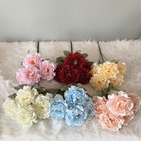 Bouquets de fleurs artificielles de pivoines J-110, bouquets de fleurs soyeuses, pivoines artificielles blanches en lots
