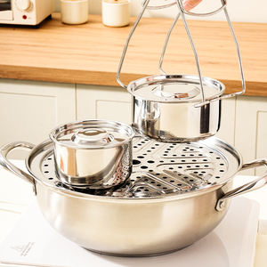 Bol en acier inoxydable 316, bol à soupe rond pour la maison, bol anti-brûlure pour la cuisson à la vapeur des œufs et de la crème anglaise - Product Image 3