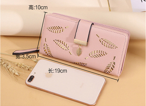 New Hollow burse phụ nữ chủ thẻ tín dụng da <span class=keywords><strong>PU</strong></span> Zip dài khóa PURSE Bước Nhảy Vọt Túi điện thoại di động Ví trường hợp - Product Image 6