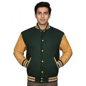 <b>Men's</b> Baseball Jacket Breathable Customized Real Leather Wool Made High Quality Custom Jacket For <b>Men</b> - Product Image 1
