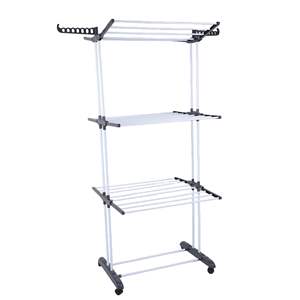 Armoire mobile pliante de sol à plafond pour intérieur avec porte-serviettes à trois niveaux et surface de séchage aérodynamique - Product Image 5