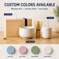 Ensemble cadeau matcha personnalisé OEM, bol en céramique Chawan, fouet en bambou Chasen, cuillère à thé Chashaku, boîte en bois, emballage personnalisé avec logo, ensemble matcha