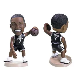 Cabeça de bobble personalizada para jogadores de basquete esportivo popular, cabeça de bobble de resina para jogadores da NBA