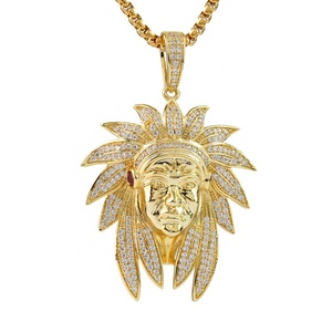 Pendentifs en diamant CZ, breloques de style indien, colliers couleur or, bijoux hip-hop, fabrication en usine - Product Image 1