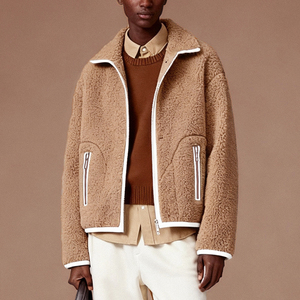 Logo personnalisé vêtements d'extérieur pour femmes pleine fermeture éclair surdimensionnée veste floue femmes manteau polaire vintage veste - Product Image 1