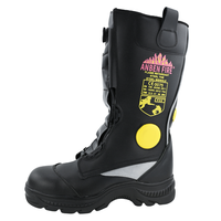 ANBEN FIRE Bottes de pompier en cuir résistant au feu Chaussures de sécurité ignifuges Bottes de travail avec embout en acier