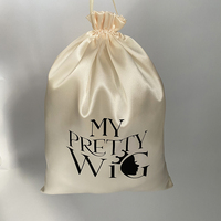 Sac en Satin pour cheveux avec cordon de serrage, sacs en soie pour l'emballage de perruque, Logo 8 pouces x 12 pouces, vente en gros