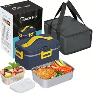 Electric Lunch Box Food Thermal Container Stainless Steel Water-free Portable Heated Lunch Box For Car And Home