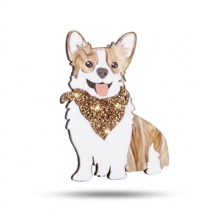 Serie de Broches Acrílicos de Razas de Perros: Textura de Pelo de Mármol Premium, Brillo Dorado, Bandana, Corgi, Poodle, <span class=keywords><strong>Shiba</strong></span> <span class=keywords><strong>Inu</strong></span> - Venta al por Mayor B2B - Product Image 1