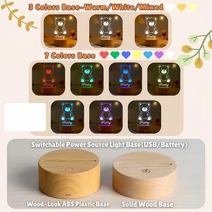 Creative Animal Acrylic ABS Wooden-look Base Led Christmas Lamp Kid's Room Decor Night <b>Light</b> for Gift - Product Image 4