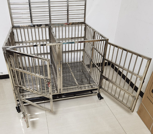 Kandang Pembawa Anjing, Stainless <span class=keywords><strong>Steel</strong></span> Dapat Dilipat dengan Pintu Makan Kandang Anjing Stainless <span class=keywords><strong>Steel</strong></span> - Product Image 3