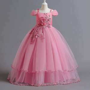 Girls' Children's Wedding Elegant Flower Princess Long <strong>Dress</strong> Girl Front Court Baby <strong>Size</strong> <strong>6</strong> 12 14 Years Old - Product Image 3