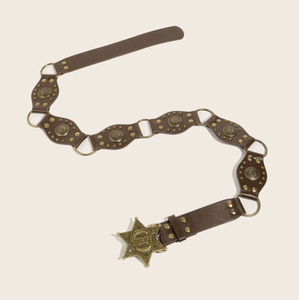 Wholesale Vintage Women's PU Leather with <b>Studs</b> Concho Cool Chain Alloy Buckle Boho Chic Fashion Style Versatile Belt - Product Image 6