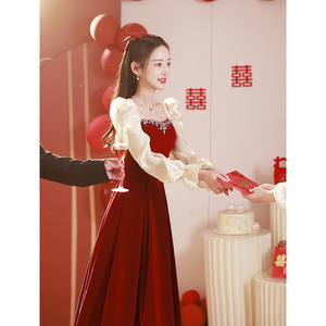 S3336A 2025 Primavera Brinde Noiva Formal Noivado Bow Collar Anti-estático Formal Evening Prom Dresses - Product Image 3