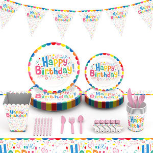 Service de vaisselle jetable pour fête d'anniversaire, 80-100 pièces, assiettes en papier, pour enfants - Product Image 5