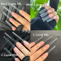 Nail Factory 500 Puntas de Uñas Postizas ABS Transparentes y Naturales Estilos Coffin, Stiletto, Almendra, Redondas, Cuadradas y Francesas en Gel Suave Tipo Gel-X